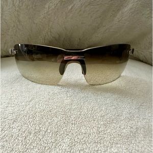 Tag Heuer Rimless Curve Havana Rubber Brown Lens Shield Sunglasses